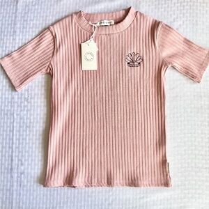 NWT Sproet & Sprout Organic Cotton Ribbed Seashell Tee – Girls 8Y Dusty‎ Pink